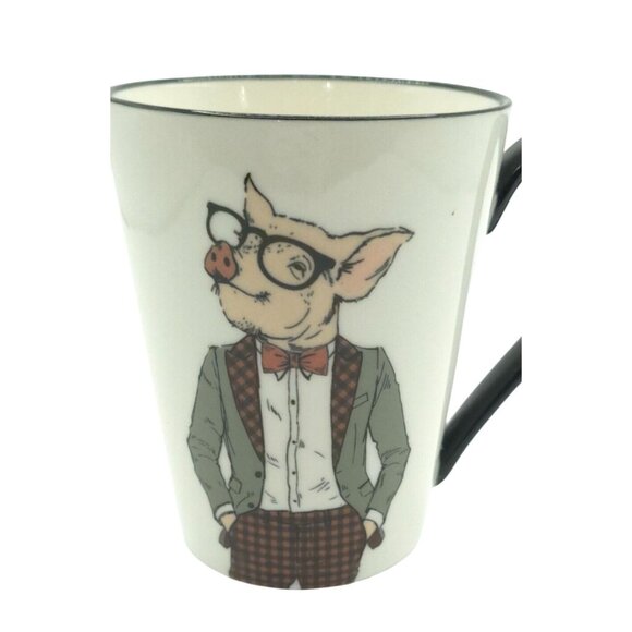Dapper Pig In Glasses & Bowtie Ceramic Coffee Mug Whimsical Kitchen Drinkware - Picture 6 of 6